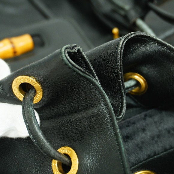 Gucci Backpack/Daypack Bamboo 003 2058 0016 Leather Black Women's - Picture 13 of 16